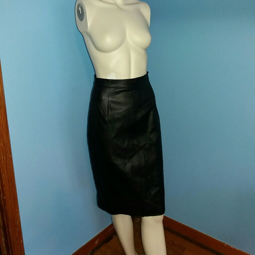 Helium Authentique Black Faux Leather Pencil Skirt
